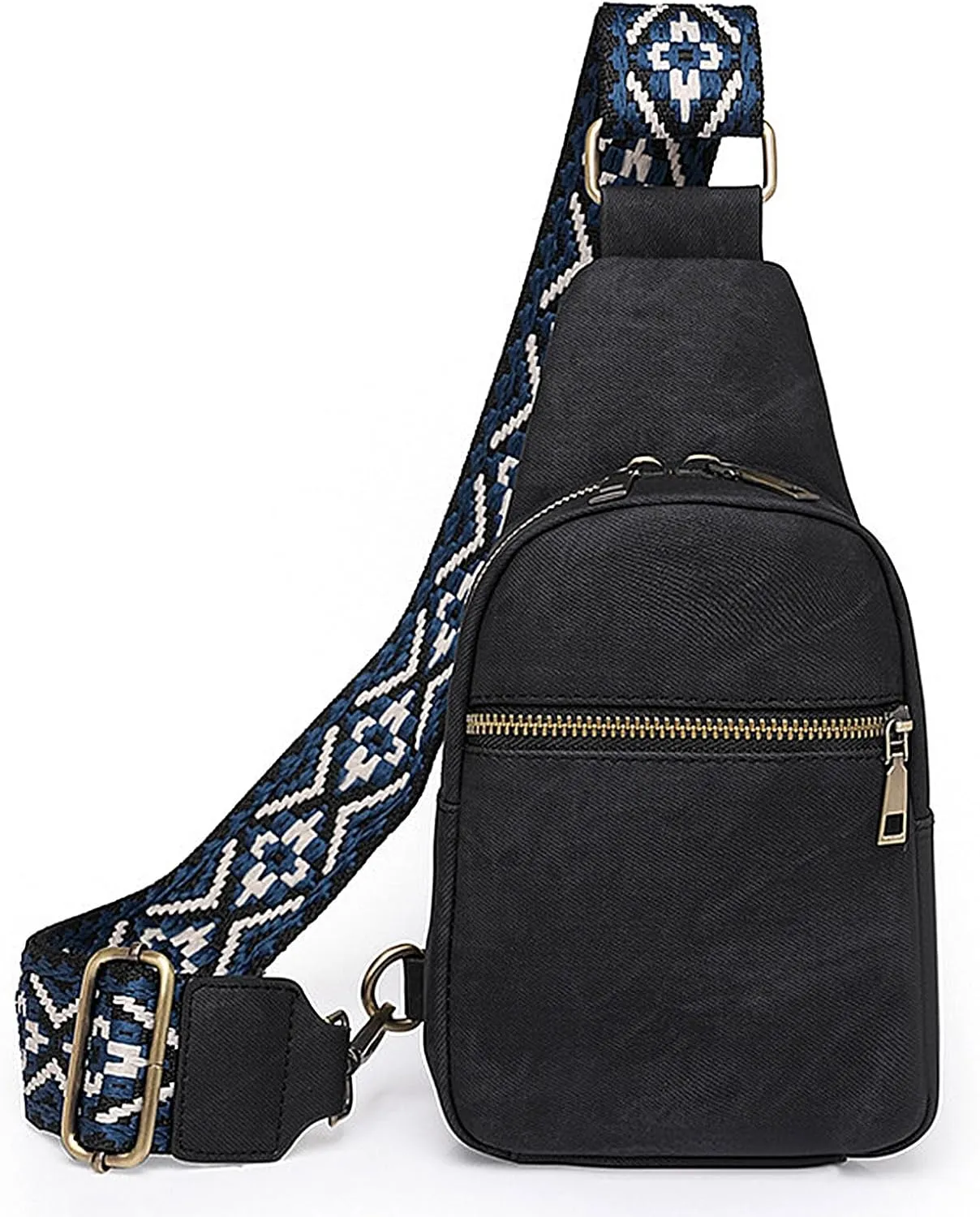 Long Keeper Small Crossbody Bag - Women Men Vegan Leather Phone Chest Bag Travel Sling Cross Body Purse Casual Daypack (Black)