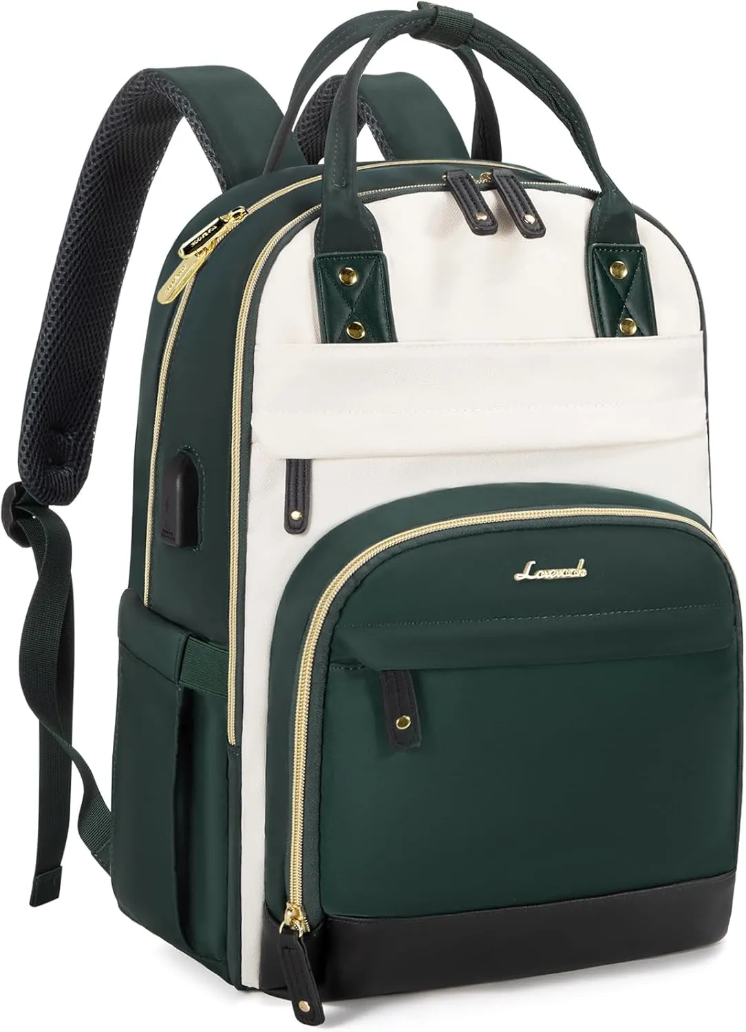 LOVEVOOK Backpack for Women,Laptop Backpack Women,Fits 17 Inch Laptop Bag,School Backpacks,Fashion Travel Work Anti-theft Bag,Waterproof Business Computer College Backpack Purse,Beige-Green-Black