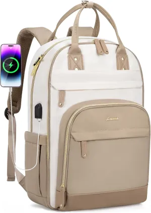 LOVEVOOK Backpack for Women,Laptop Backpack Women,Fits 17 Inch Laptop Bag,School Backpacks,Fashion Travel Work Anti-theft Bag,Waterproof Business Computer College Backpack Purse,Beige-Khaqi