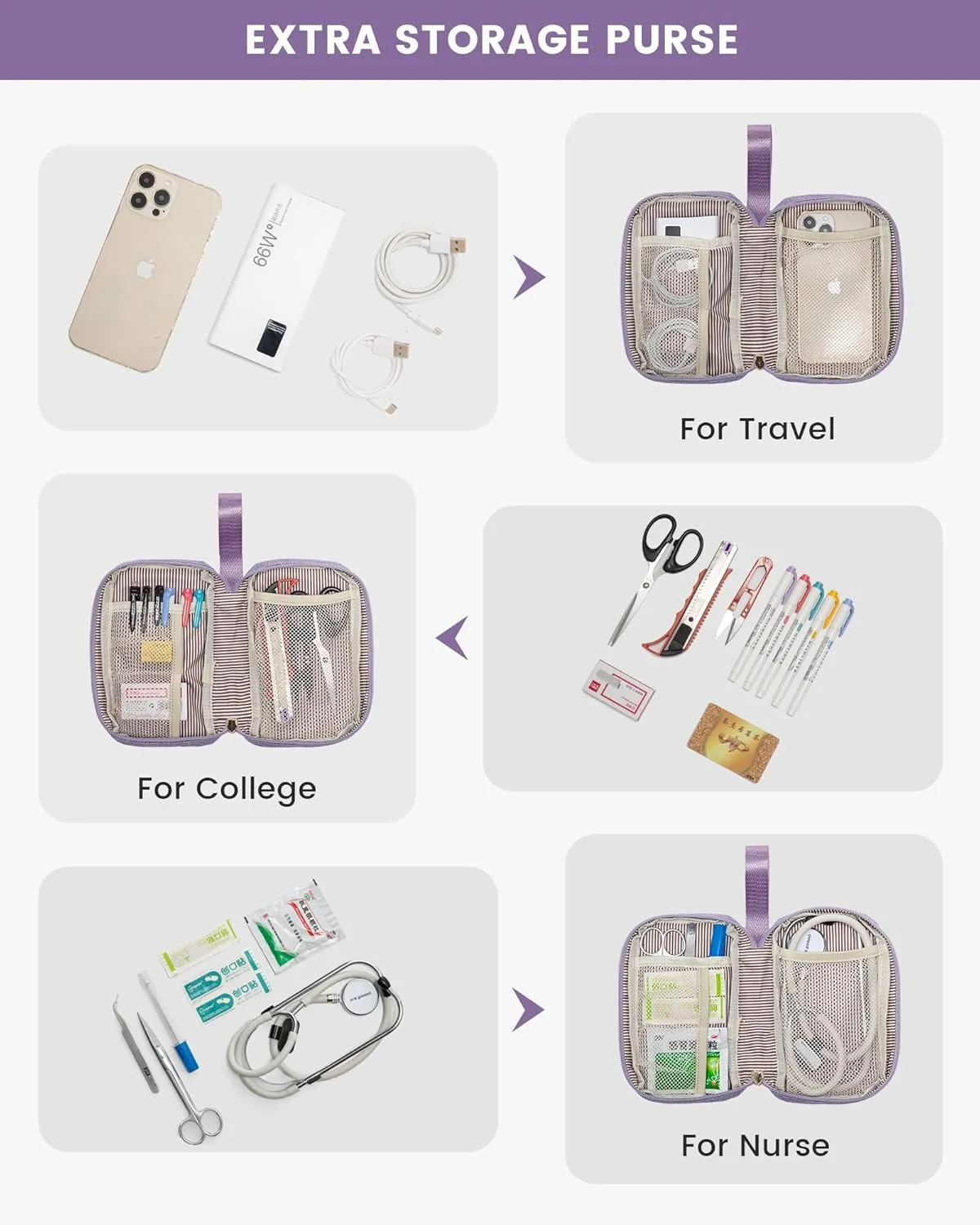 LOVEVOOK Laptop Backpack for Women, 15.6 Inch Work Laptop Bag with USB Port, Fashion Teacher Nurse Backpack Purse, Waterproof Travel Computer Backpack with Organizer Bag, 2PCS, Beige-Light Purple