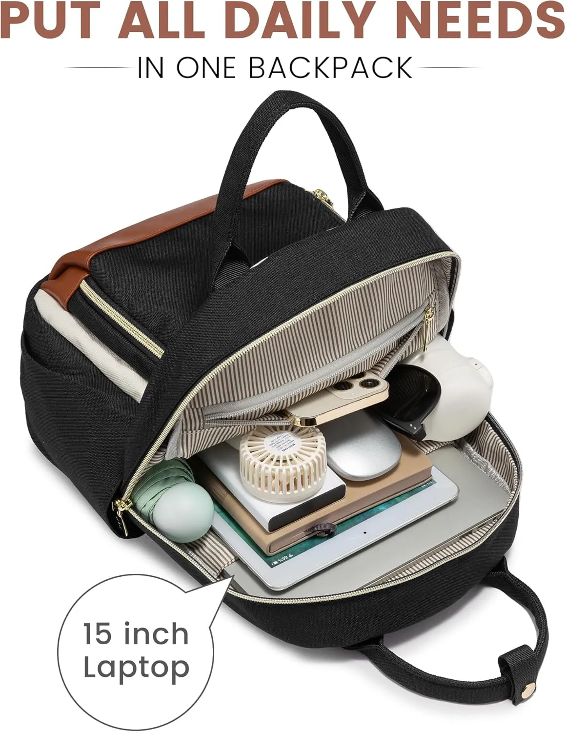 LOVEVOOK Small Backpack Purse for Women, Mini Backpack bag, Cute Fashion Backpack for Daily Travel Work, Black-Beige-Brown