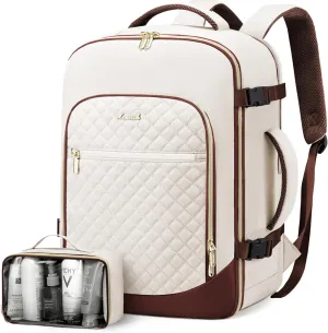 LOVEVOOK Travel Backpack for Women, 15.6in Laptop Backpack TSA Approved Carry on Luggage Personal Item Travel Bag for Business Weekender Hiking, Beige-Brown