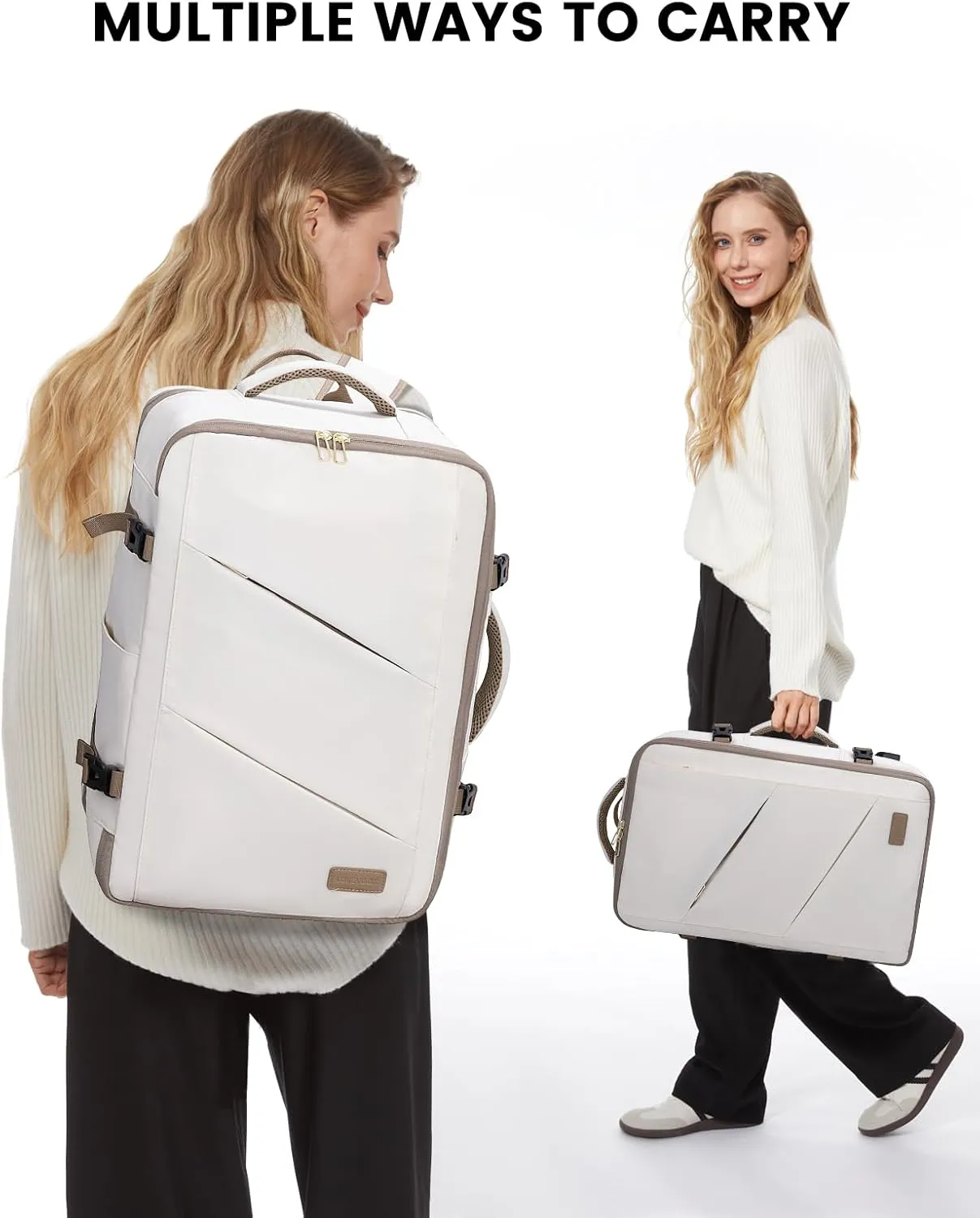 LOVEVOOK Travel Backpack for Women, 17 Inch Laptop as Person Item Backpack, Carry on Backpack Flight Approved with 3 Packing Cubes,Waterproof Casual Backpack, Beige-Khaki(4Pcs Set)