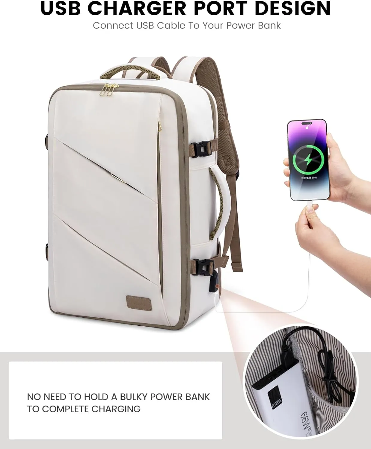 LOVEVOOK Travel Backpack for Women, 17 Inch Laptop as Person Item Backpack, Carry on Backpack Flight Approved with 3 Packing Cubes,Waterproof Casual Backpack, Beige-Khaki(4Pcs Set)