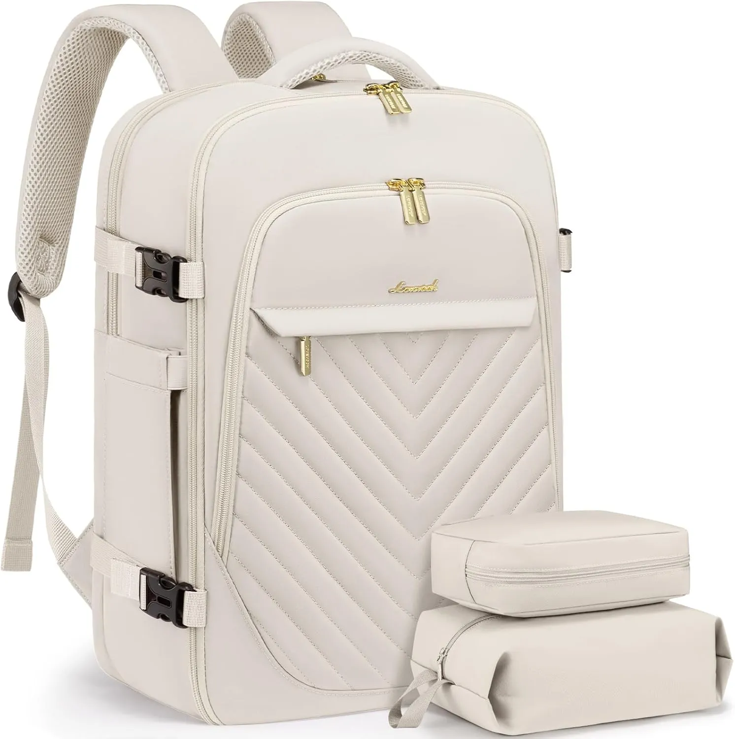 LOVEVOOK Travel Backpack for Women, TSA Personal Item Backpack Travel Bag fits 17.3" Laptop, Carry on Backpack for Weekender Business Hiking, Beige