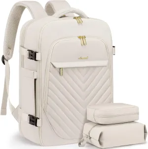 LOVEVOOK Travel Backpack for Women, TSA Personal Item Backpack Travel Bag fits 17.3" Laptop, Carry on Backpack for Weekender Business Hiking, Beige