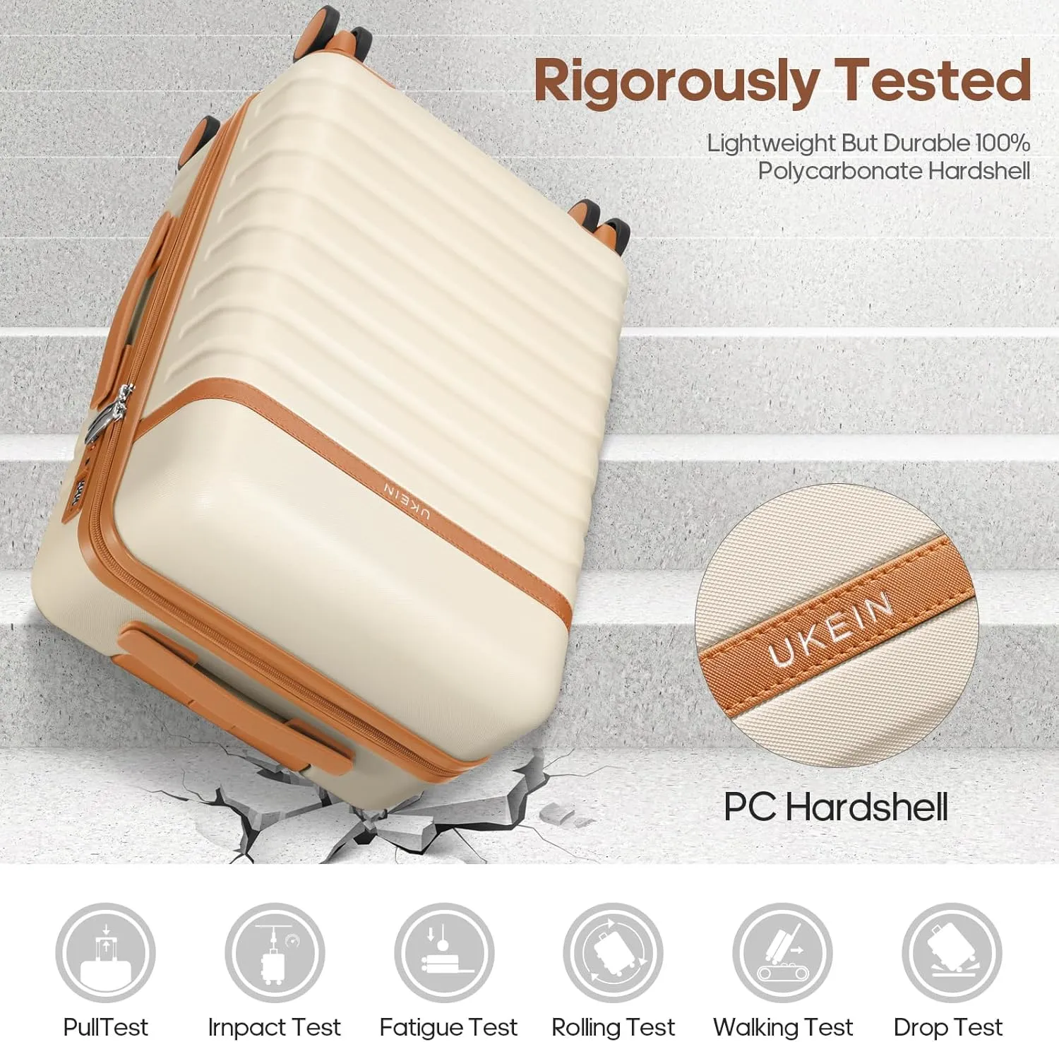 Luggage Sets 5 Piece,Polycarbonate Hardside Carry On Suitcase Set with Spinner Wheel TSA Lock, Suitcase set with Travel Bag for Women Men (Beige, 5 piece set)