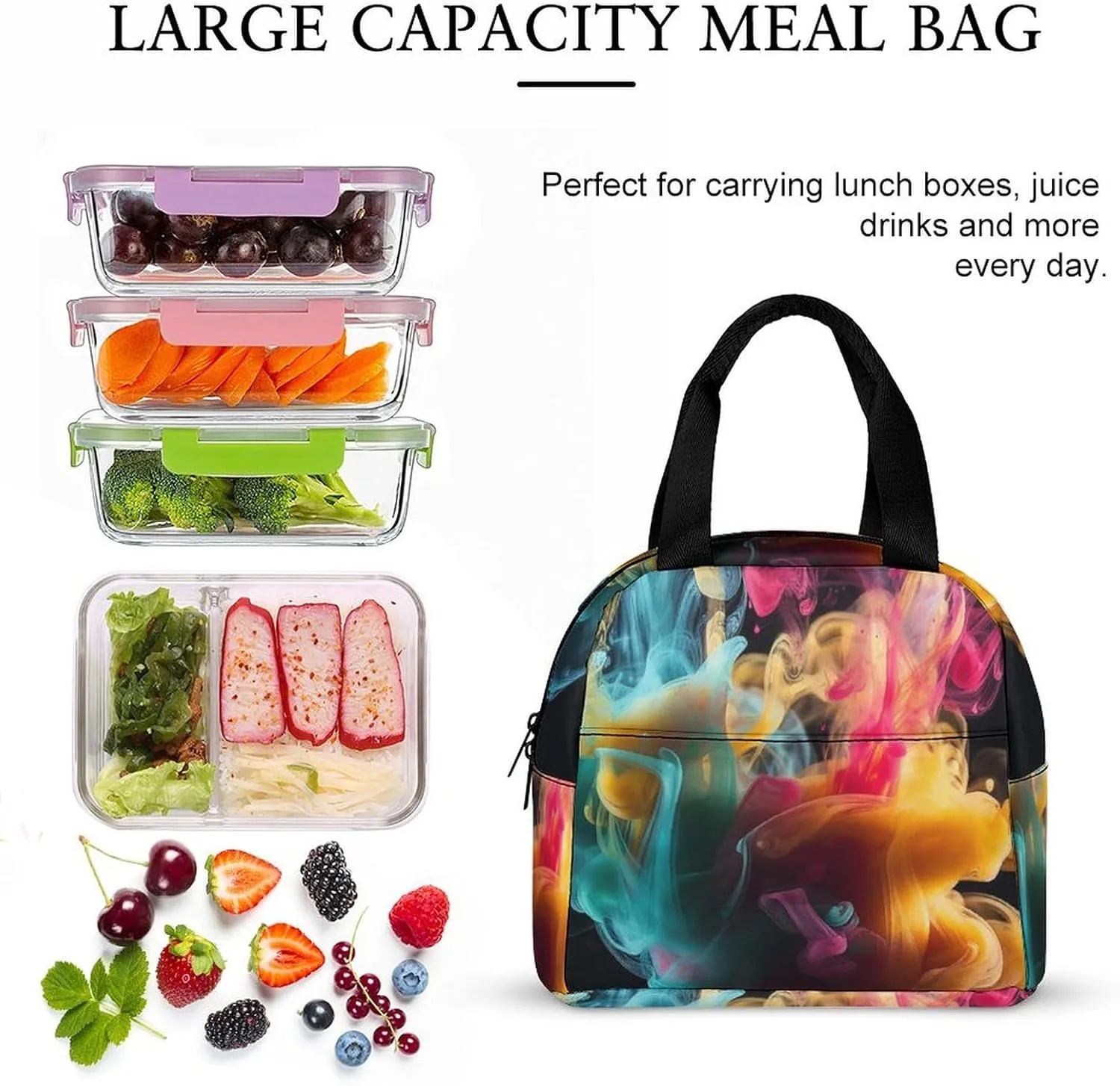 Lunch Bag for Women Men Lunch Box Reusable Melt In The Water Lunch Tote Bag Leakproof Lunch Cooler Bag for Work