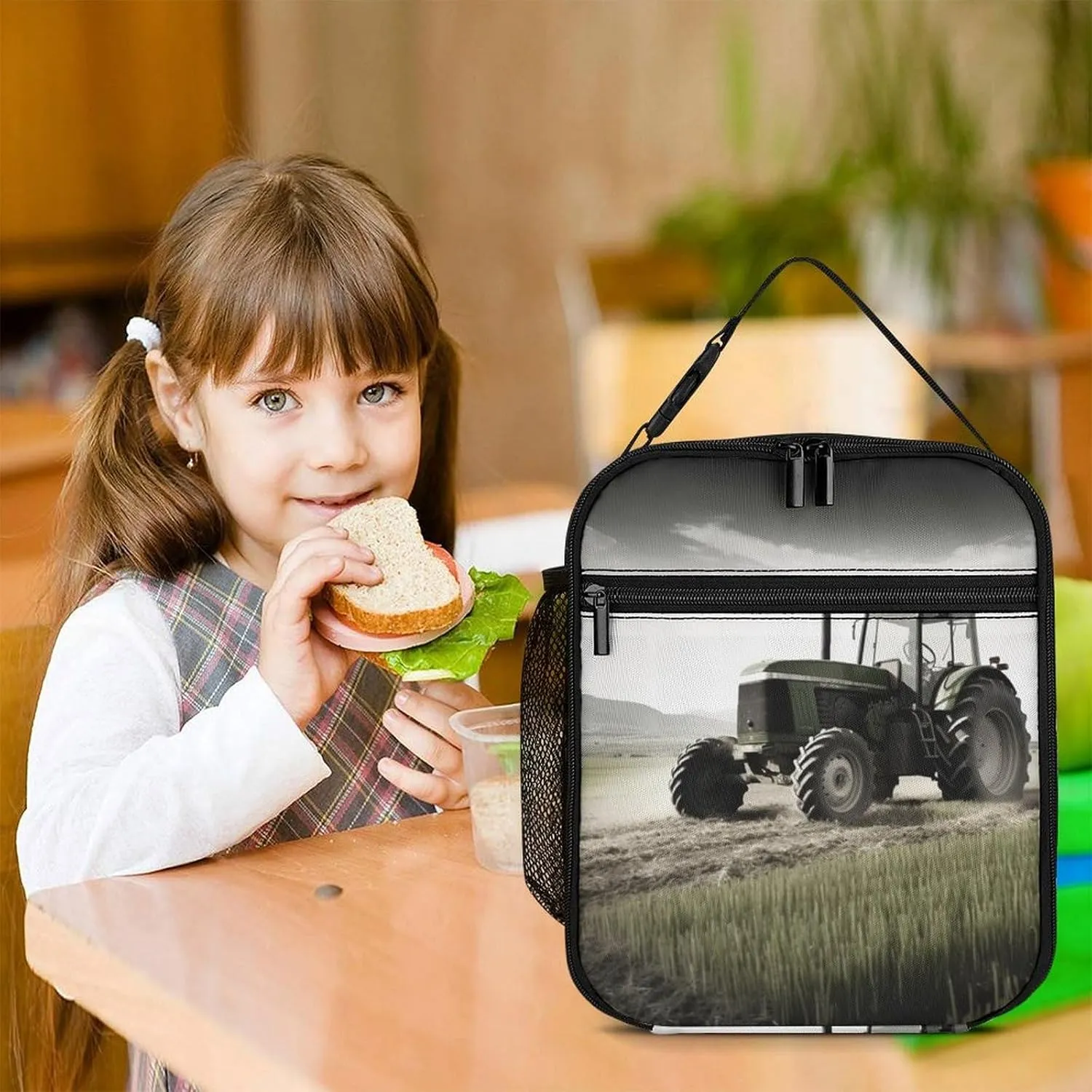 Lunch Bag for Women Men Lunch Box Reusable Tractor Agriculture Tranquil Lunch Tote Bag Leakproof Lunch Cooler Bag for Work