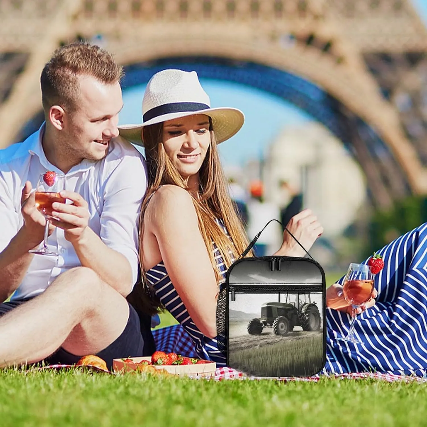 Lunch Bag for Women Men Lunch Box Reusable Tractor Agriculture Tranquil Lunch Tote Bag Leakproof Lunch Cooler Bag for Work