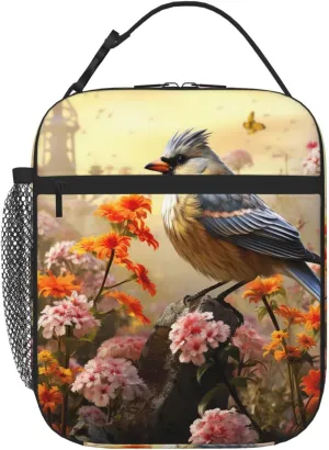 Lunch Bag for Women Men Portable Insulated Lunch Box Sparrow Birds Sing LunchBox Reusable Tote Bags for Work Picnic
