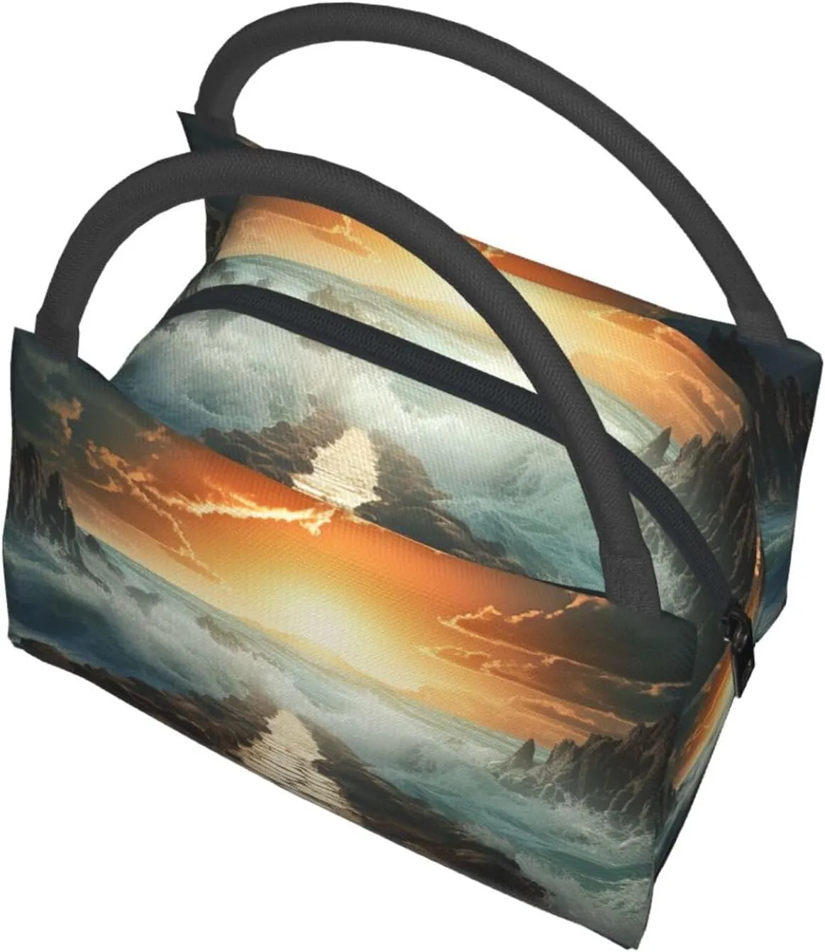 Lunch Bag Insulated Lunch Box for Women Men Reusable Divided Sea Pathway Lunch Tote Cooler Bag for Office Work