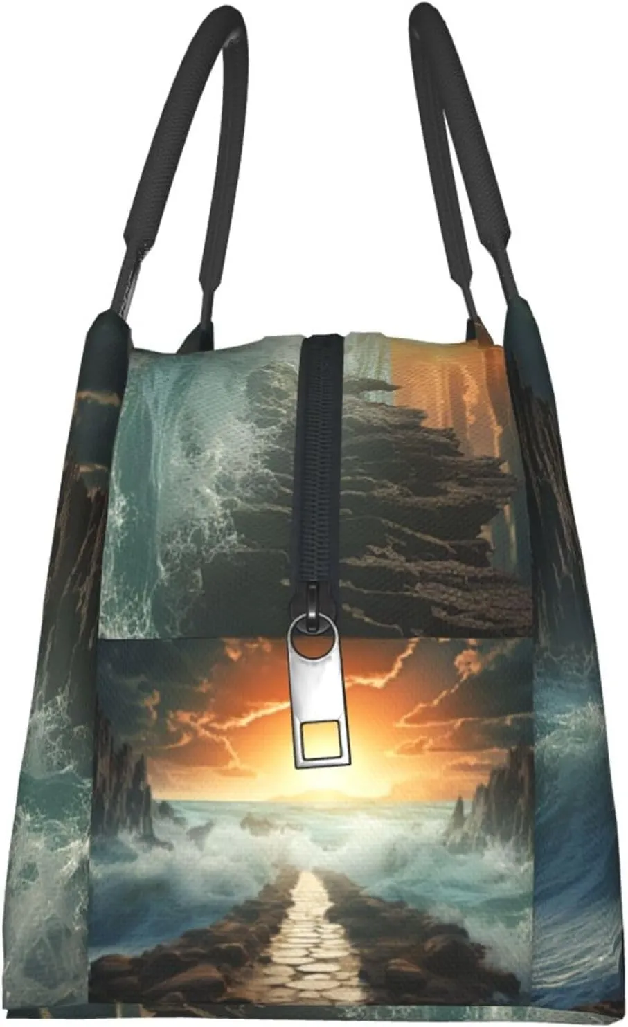 Lunch Bag Insulated Lunch Box for Women Men Reusable Divided Sea Pathway Lunch Tote Cooler Bag for Office Work
