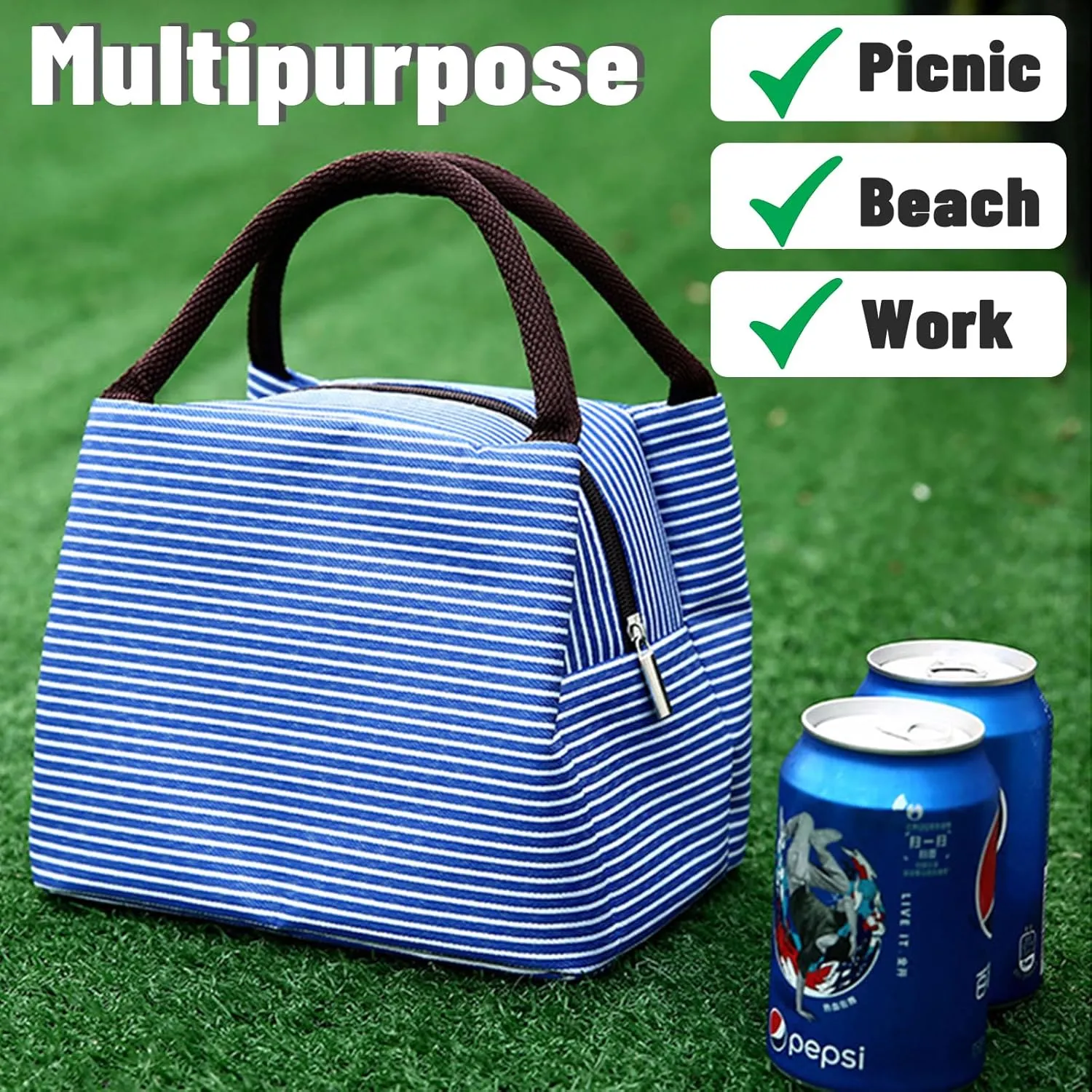 Lunch Bag Insulated Lunch Box Small Cooler Bags Portable Bento Bags Reusable Lunch Tote Bag Lunch Holder Lunch Box Bag for Work Picnic Outdoor (8 PCS)