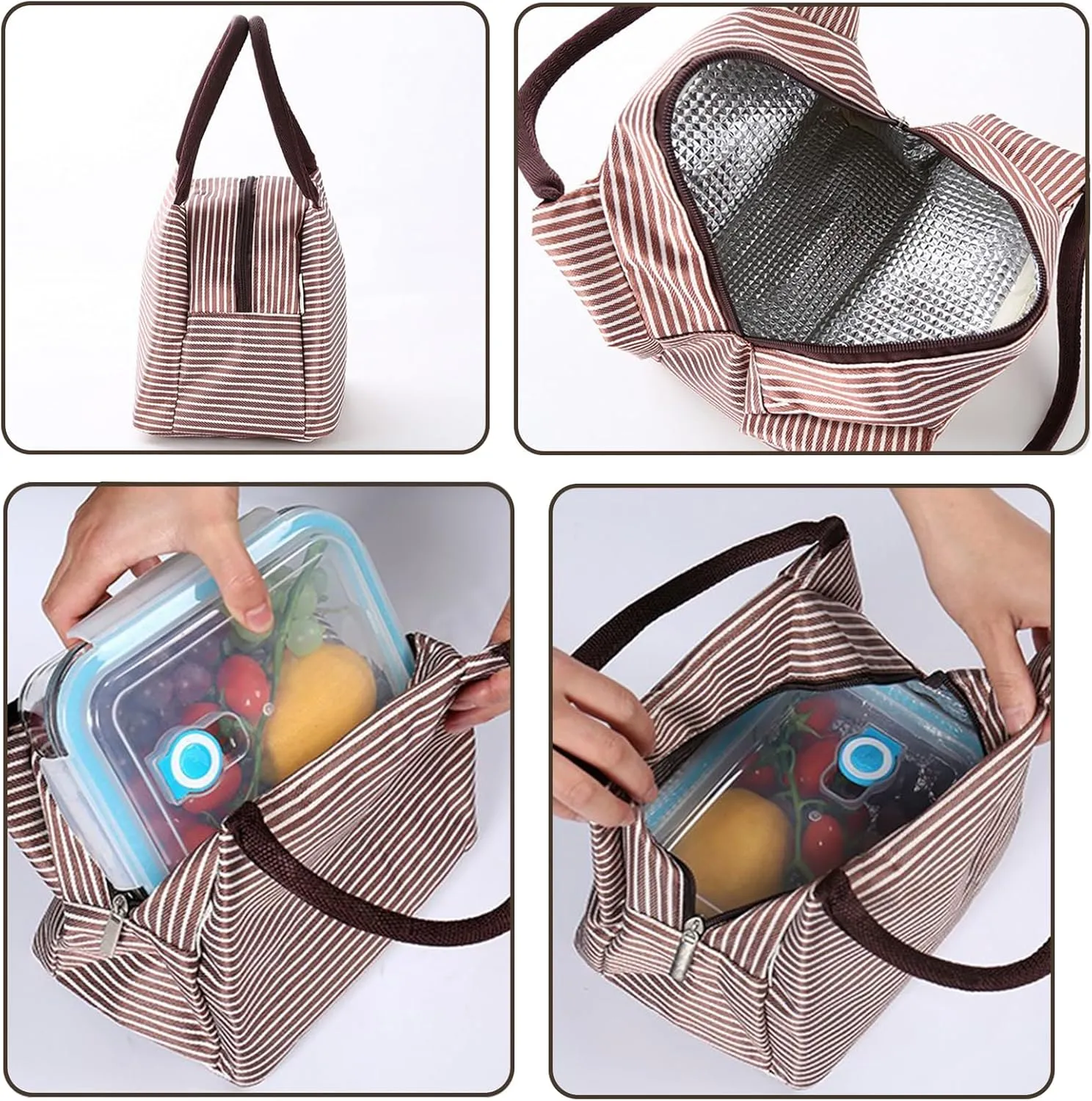 Lunch Bag Insulated Lunch Box Small Cooler Bags Portable Bento Bags Reusable Lunch Tote Bag Lunch Holder Lunch Box Bag for Work Picnic Outdoor (8 PCS)