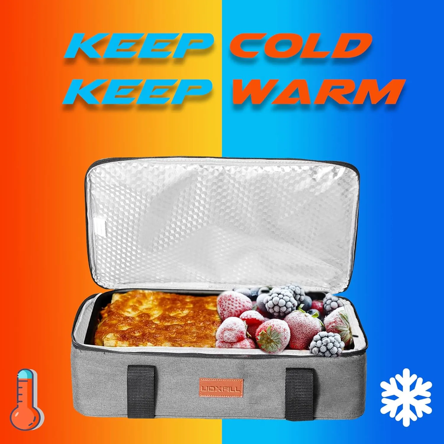 Lunch Bag Insulated Thermal Food Carrier Insulated Casserole Carrier for Hot or Cold Food,Insulated Tote Bag for Potluck Cookouts Parties Picnic, Lasagna Lugger,Fits 9"x13" Baking Pan,Gray