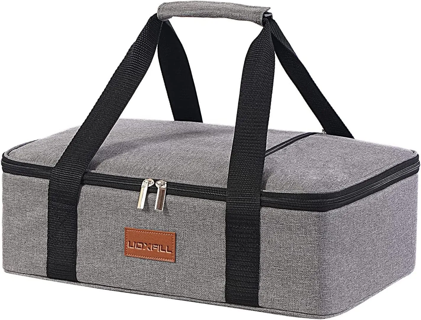 Lunch Bag Insulated Thermal Food Carrier Insulated Casserole Carrier for Hot or Cold Food,Insulated Tote Bag for Potluck Cookouts Parties Picnic, Lasagna Lugger,Fits 9"x13" Baking Pan,Gray