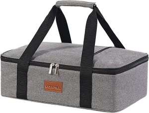 Lunch Bag Insulated Thermal Food Carrier Insulated Casserole Carrier for Hot or Cold Food,Insulated Tote Bag for Potluck Cookouts Parties Picnic, Lasagna Lugger,Fits 9"x13" Baking Pan,Gray
