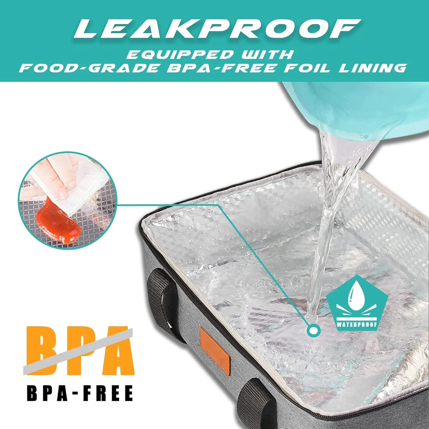 Lunch Bag Insulated Thermal Food Carrier Insulated Casserole Carrier for Hot or Cold Food,Insulated Tote Bag for Potluck Cookouts Parties Picnic, Lasagna Lugger,Fits 9"x13" Baking Pan,Gray