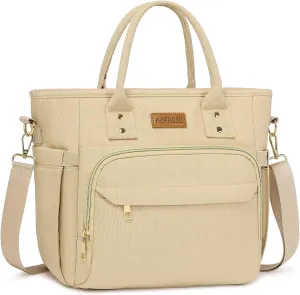Lunch Bag Lunch Box Women Insulated Cooler Bag for Work, Large Lunchbox for Adult, Leakproof Womens Lunch Tote Bags with Shoulder Strap for Travel, Picnic, Beige