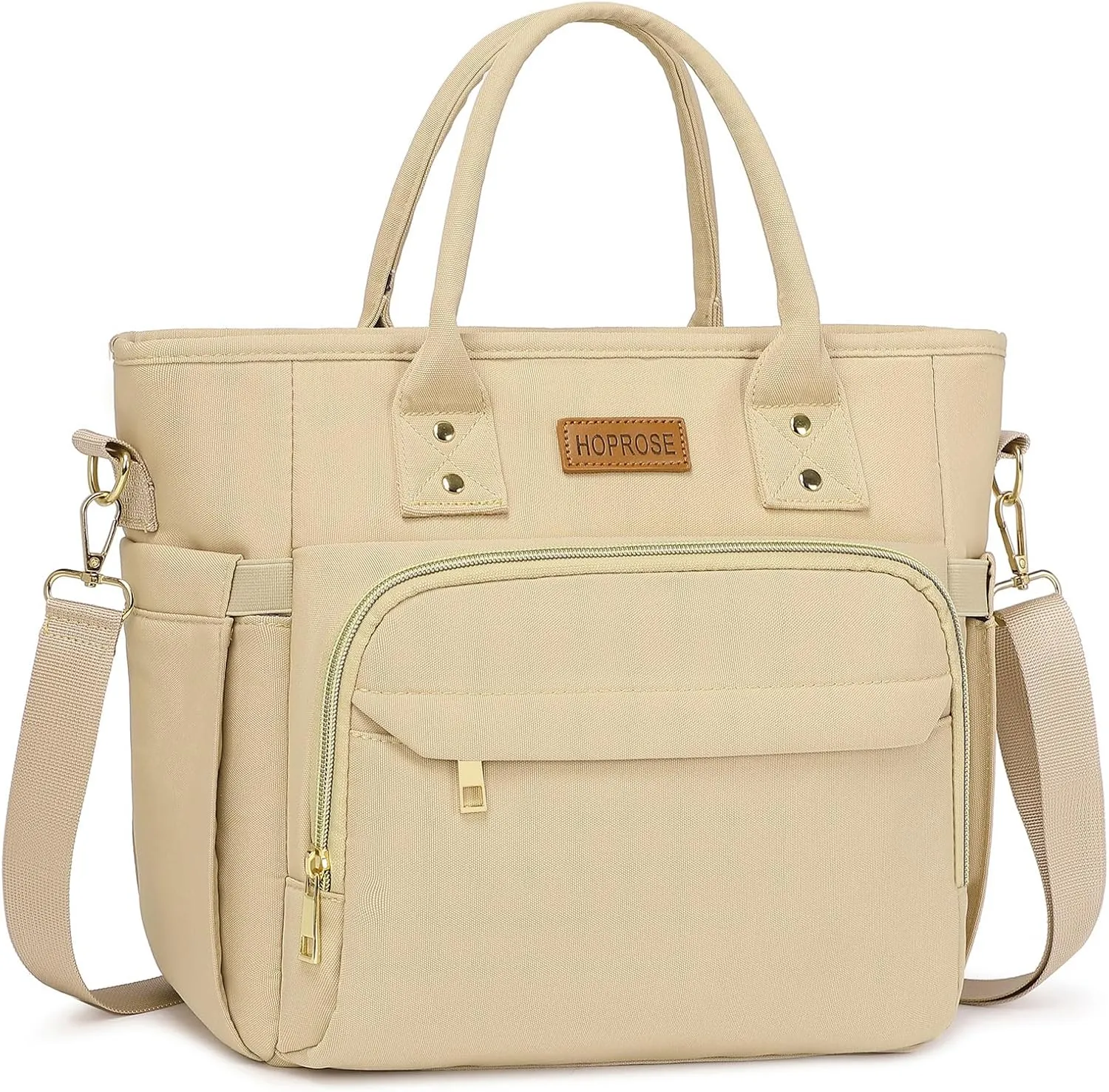 Lunch Bag Lunch Box Women Insulated Cooler Bag for Work, Large Lunchbox for Adult, Leakproof Womens Lunch Tote Bags with Shoulder Strap for Travel, Picnic, Beige