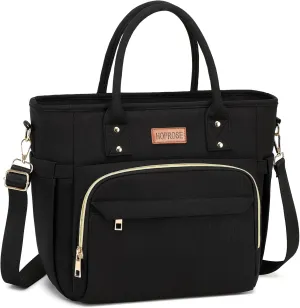 Lunch Bag Lunch Box Women Insulated Cooler Bag for Work, Large Lunchbox for Adult, Leakproof Womens Lunch Tote Bags with Shoulder Strap for Travel, Picnic, Black