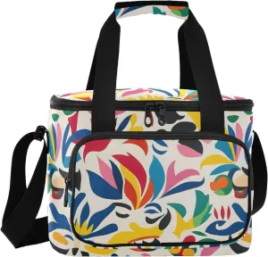 Lunch Bag Women Insulated Lunch Box Shoulder Lunch Tote Reusable Cooler Lunchbox Handbag Organizer for Work Picnic Hiking Colorful Graffiti Pattern