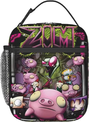 Lunch Bags Invader Anime Zim Insulated Lunch Tote Reusable Portable Lunch Box for Outdoor Office Picnic 10 X 4 X 8 in