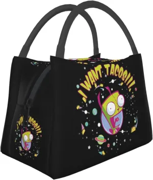 Lunch Bags Invader Anime Zim Insulated Lunch Tote Reusable Portable Lunch Box for Outdoor Office Picnic 11 X 6.5 X 7 in