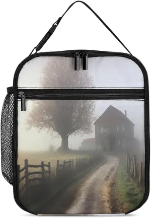Lunch Box for Women Men Insulated Soft Bag Misty Farmhouse Lunch Bag With Side Pocket Reusable Portable Tote Meal Bags for Work Picnic, 27.5X20cm, Style 2