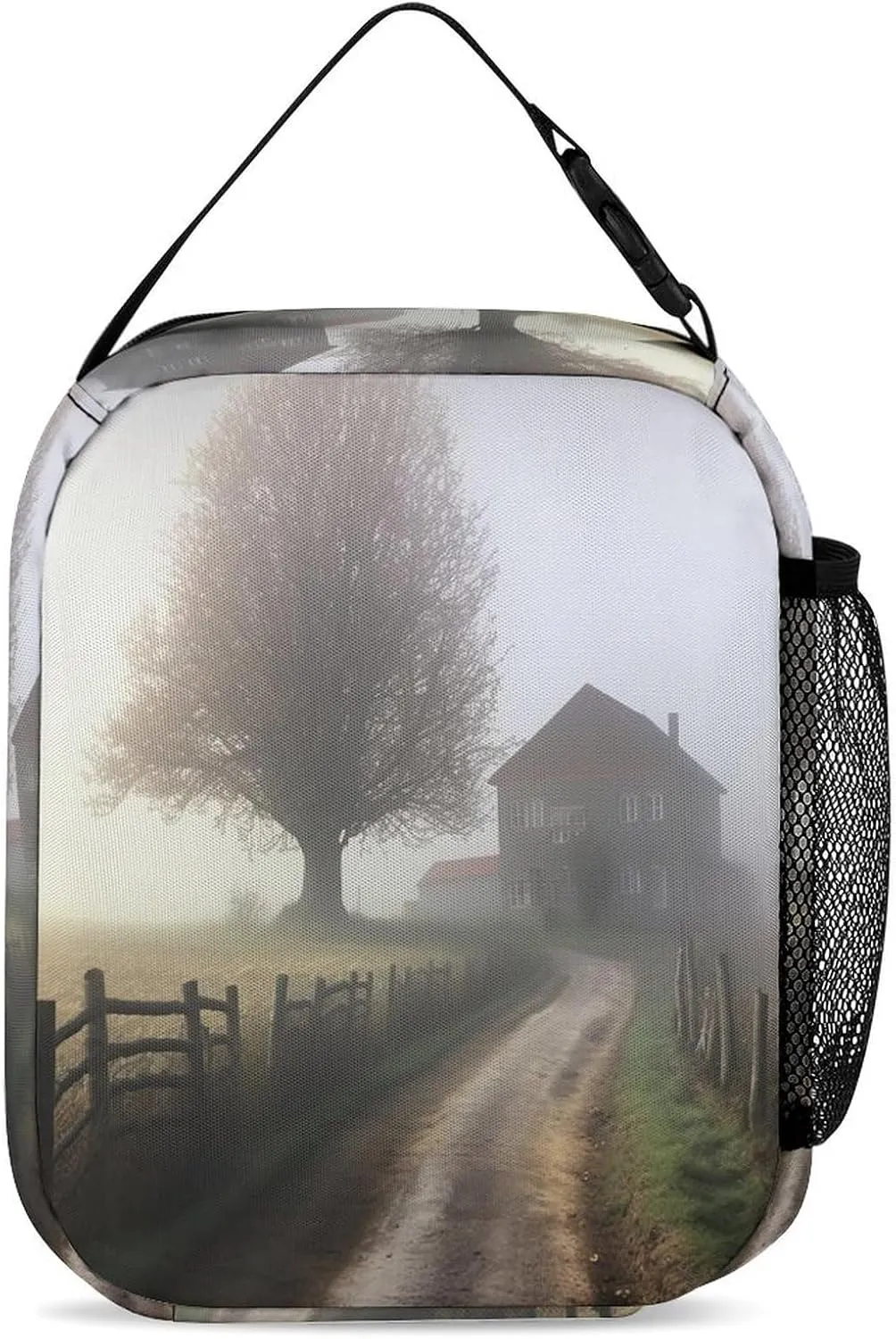 Lunch Box for Women Men Insulated Soft Bag Misty Farmhouse Lunch Bag With Side Pocket Reusable Portable Tote Meal Bags for Work Picnic, 27.5X20cm, Style 2