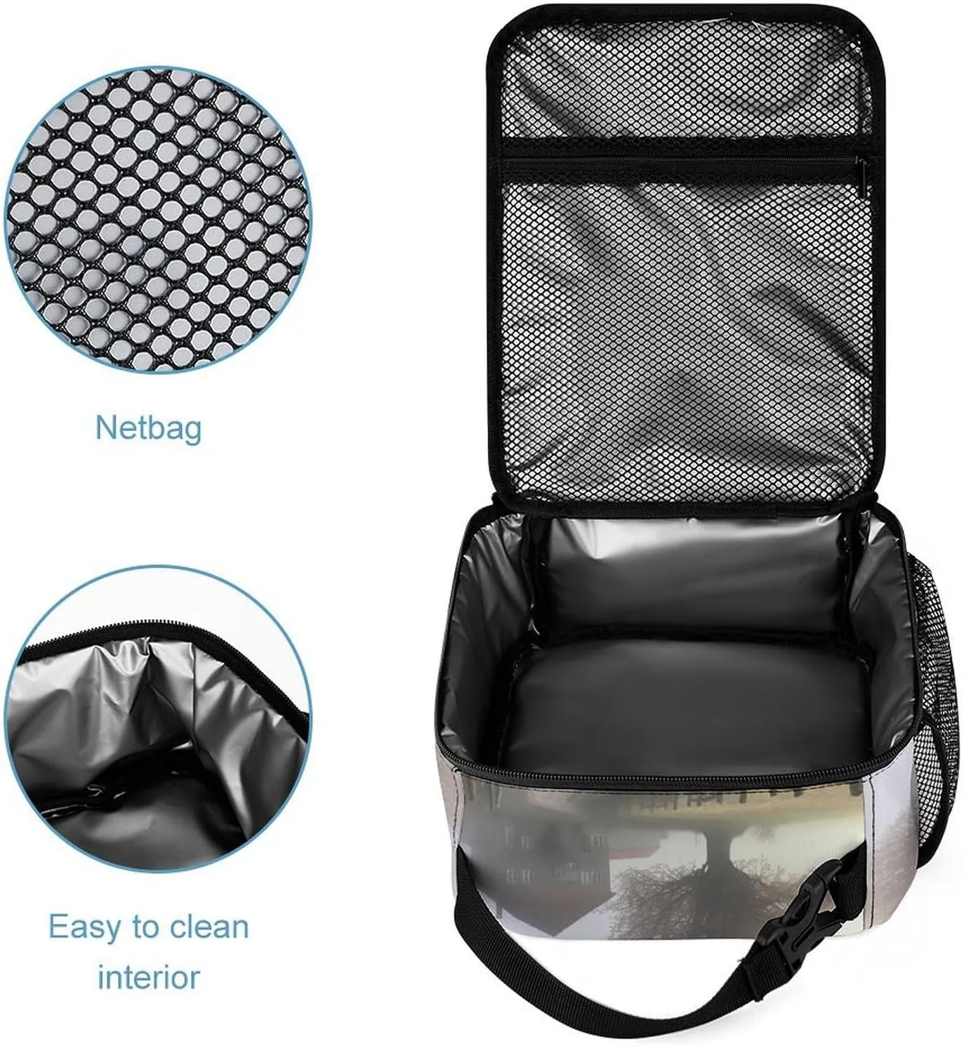 Lunch Box for Women Men Insulated Soft Bag Misty Farmhouse Lunch Bag With Side Pocket Reusable Portable Tote Meal Bags for Work Picnic, 27.5X20cm, Style 2