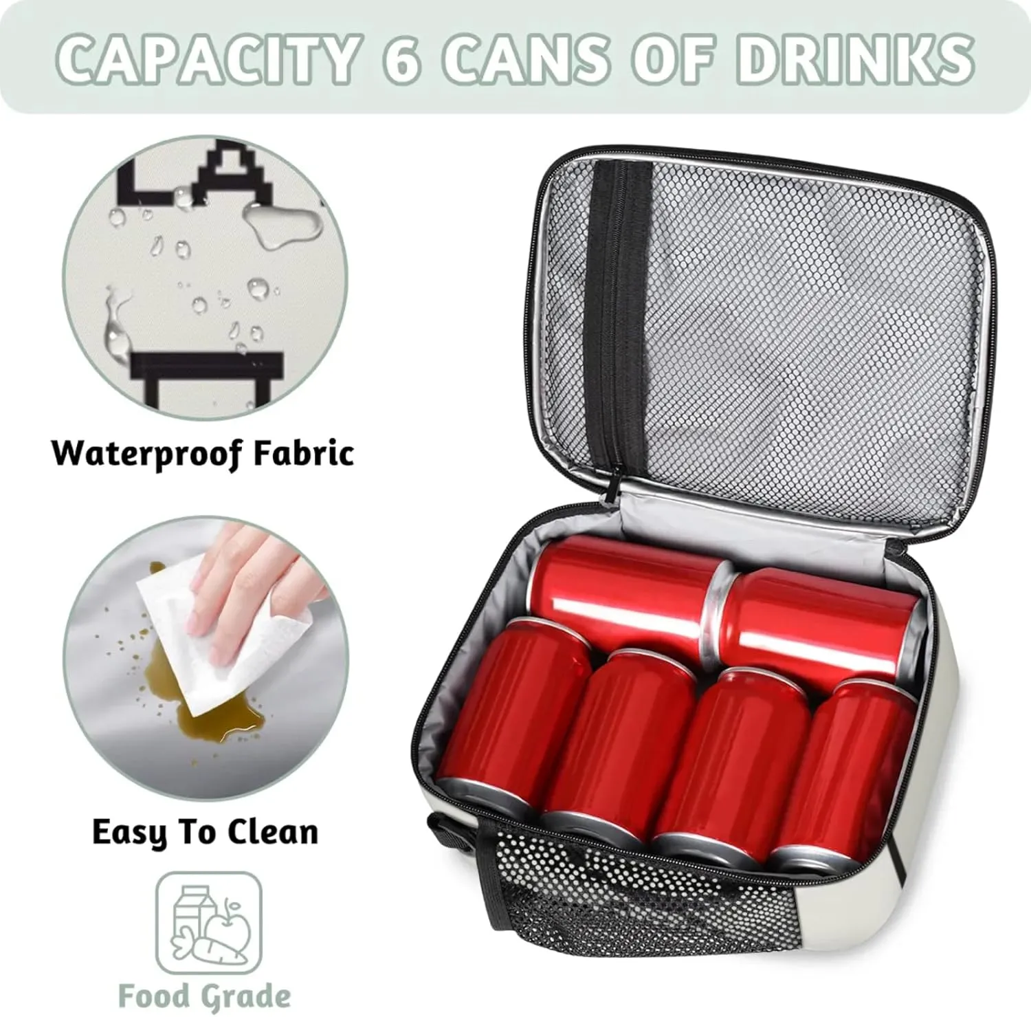 Lunch Boxes Bag for Kids - Game Controller Insulated Leakproof Lunchbox for Boys Girls Portable Cooler Tote Bag for School Work Picnic with Shoulder Strap (Red)