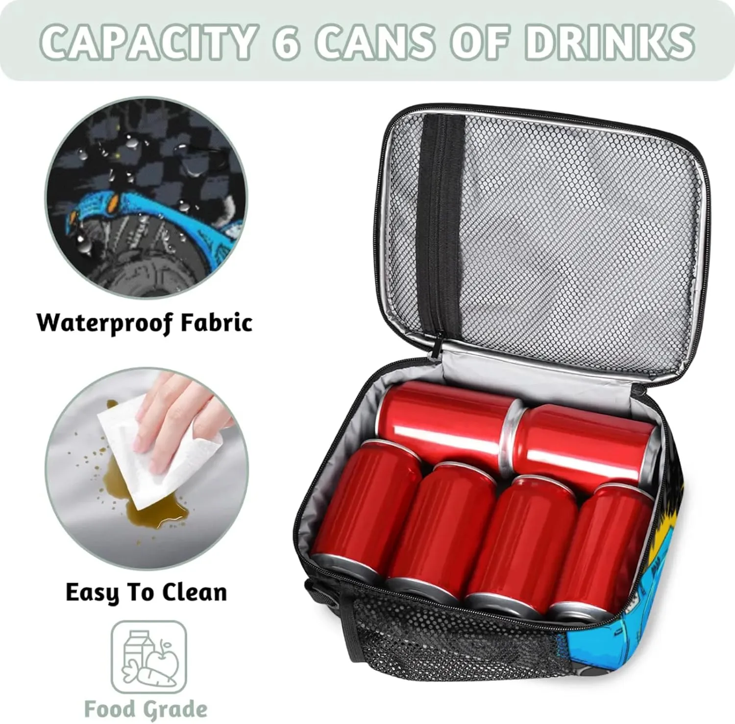 Lunch Boxes Bag for Kids - Insulated Leakproof Lunchbox for Boys Girls Portable Lunch Cooler Tote Bag for School Work Picnic with Shoulder Strap(Off-Truck