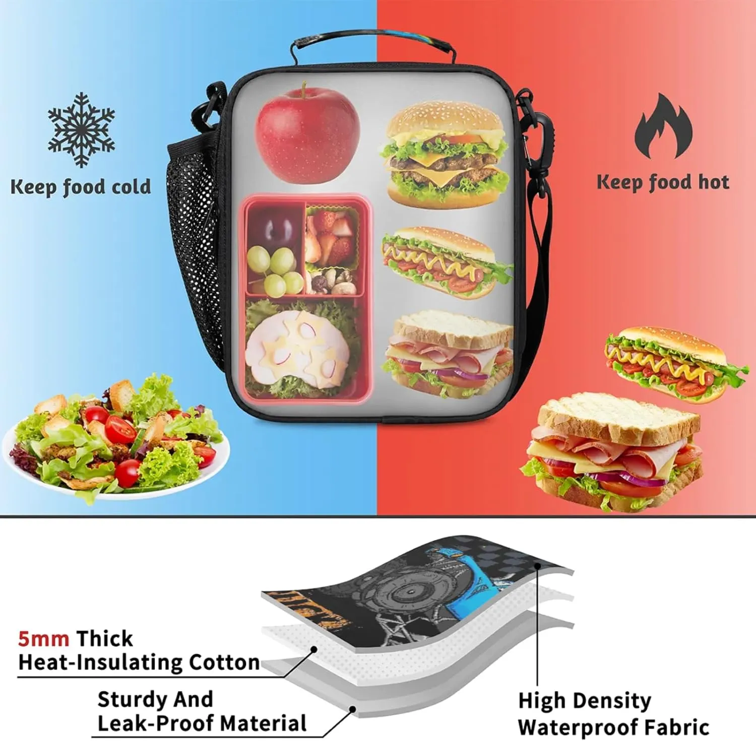 Lunch Boxes Bag for Kids - Insulated Leakproof Lunchbox for Boys Girls Portable Lunch Cooler Tote Bag for School Work Picnic with Shoulder Strap(Off-Truck