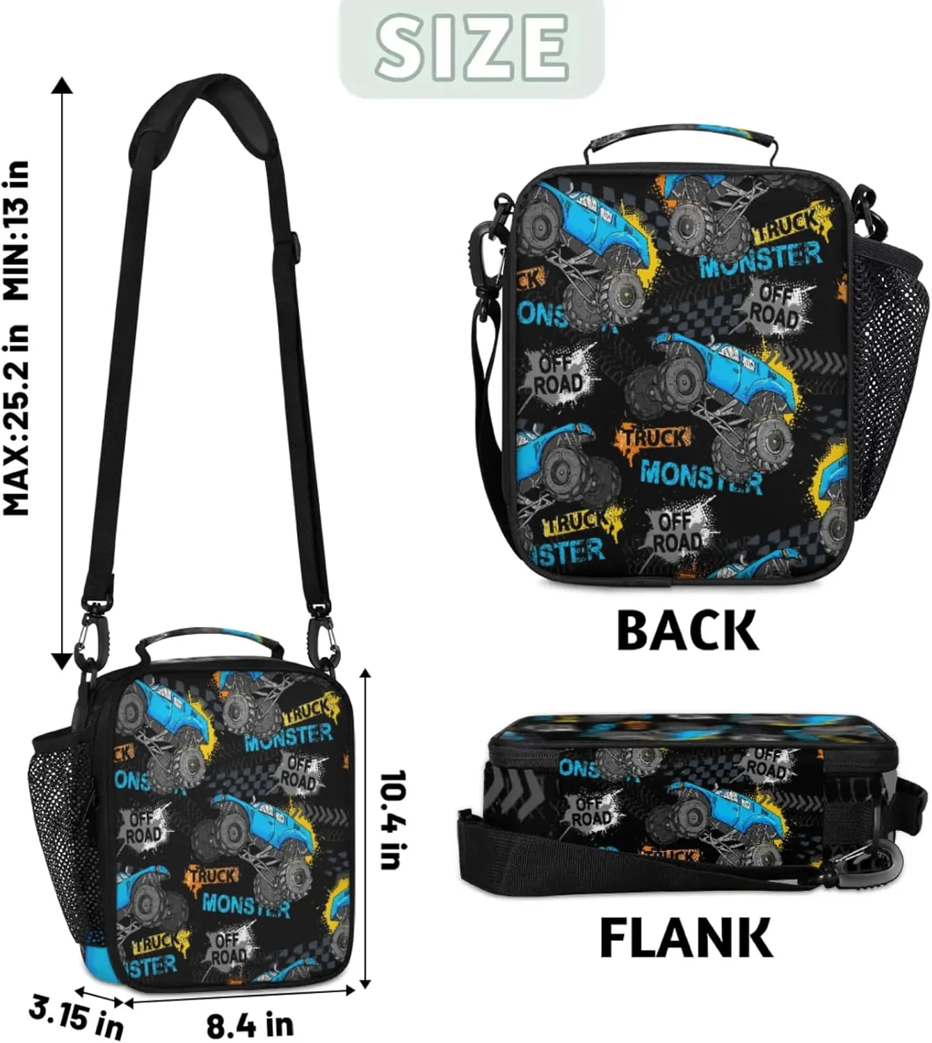 Lunch Boxes Bag for Kids - Insulated Leakproof Lunchbox for Boys Girls Portable Lunch Cooler Tote Bag for School Work Picnic with Shoulder Strap(Off-Truck