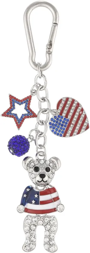Madison Tyler Patriotic Keychains | 4th of July American Bag Charms for Handbag | Hat Bear Boots Heart Cross Car Purse Charms