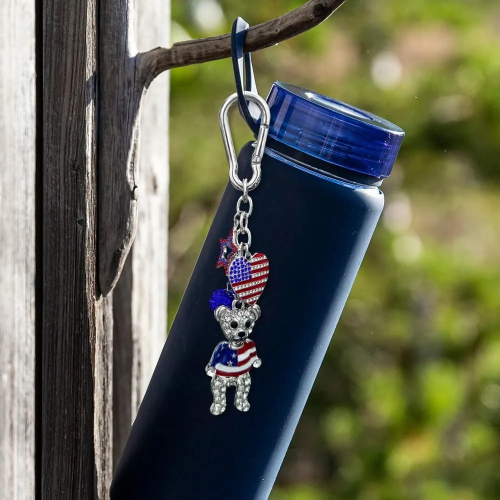 Madison Tyler Patriotic Keychains | 4th of July American Bag Charms for Handbag | Hat Bear Boots Heart Cross Car Purse Charms