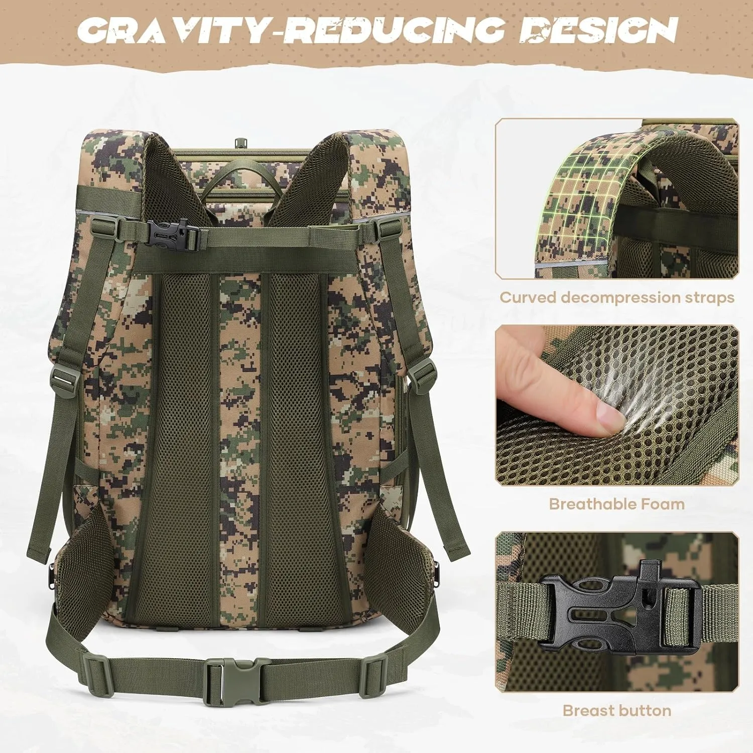 Maelstrom Tactical Backpack for Men, 40L Military Backpack,Water Resistant Assault Pack for Women, 3-Day Bug Out Bag for Hiking, Camping, Gym with Molle System-Camouflage