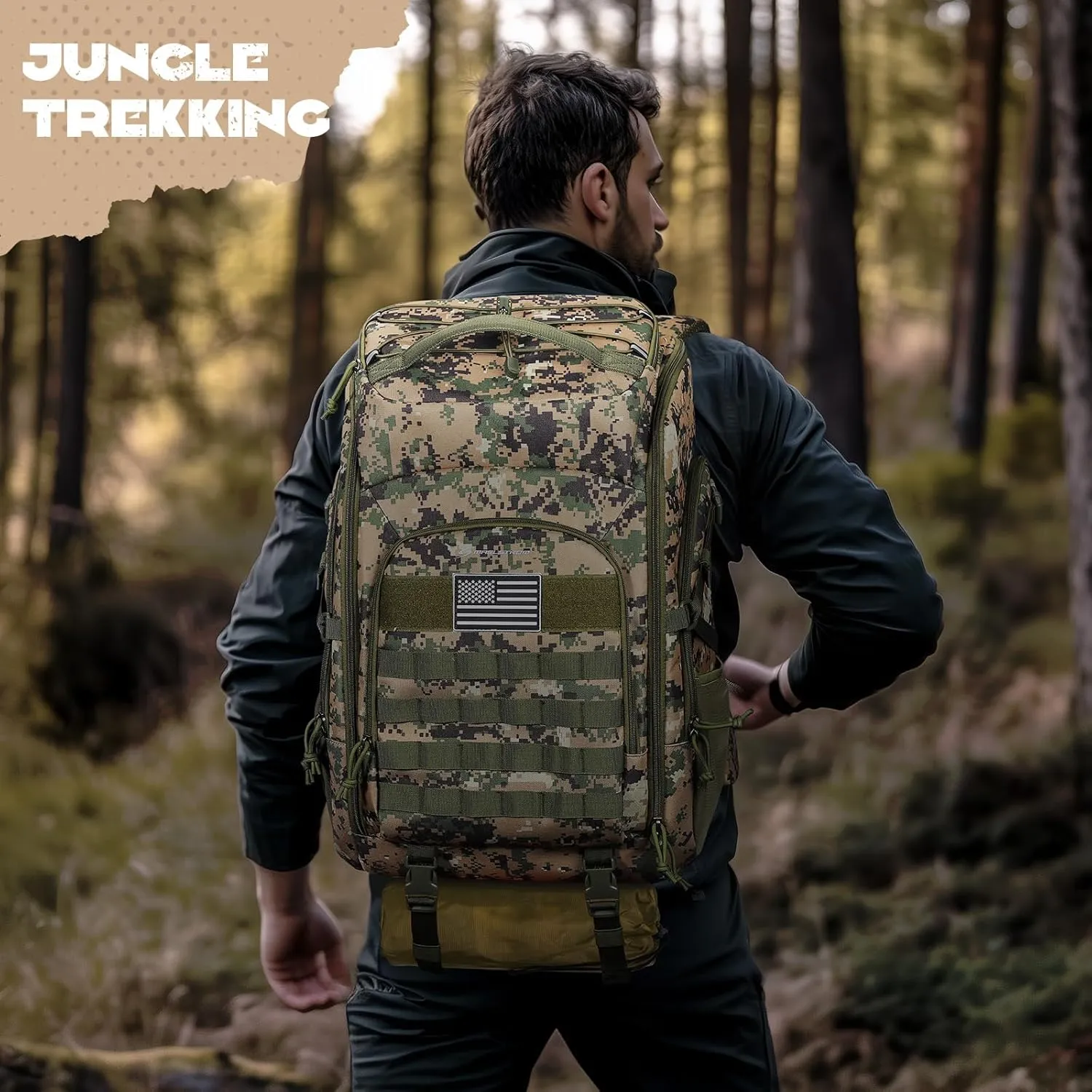 Maelstrom Tactical Backpack for Men, 40L Military Backpack,Water Resistant Assault Pack for Women, 3-Day Bug Out Bag for Hiking, Camping, Gym with Molle System-Camouflage