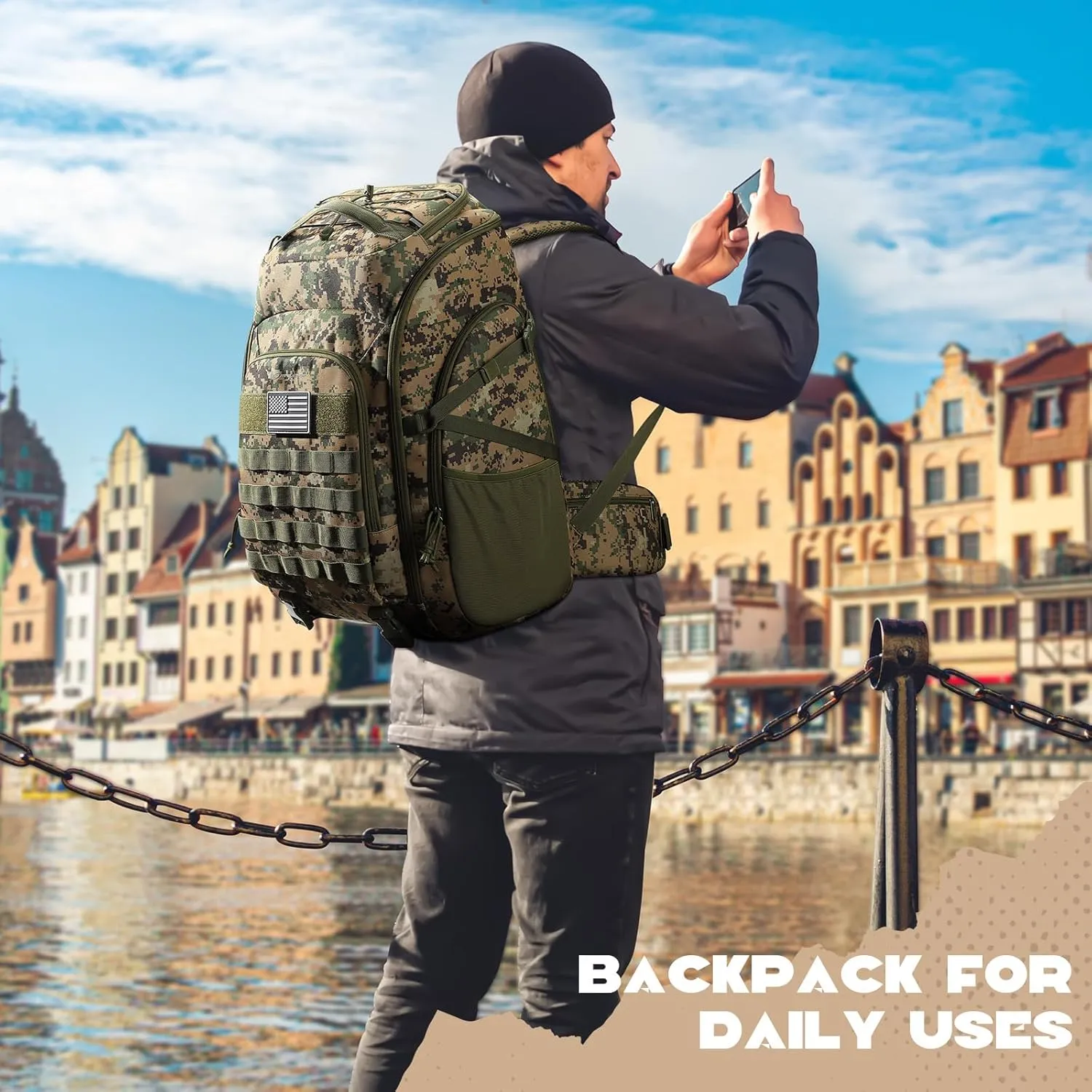 Maelstrom Tactical Backpack for Men, 40L Military Backpack,Water Resistant Assault Pack for Women, 3-Day Bug Out Bag for Hiking, Camping, Gym with Molle System-Camouflage