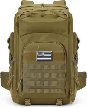 Maelstrom Tactical Backpack for Men, 40L Military Backpack,Water Resistant Assault Pack for Women, 3-Day Bug Out Bag for Hiking, Camping, Gym with Molle System-Khaki