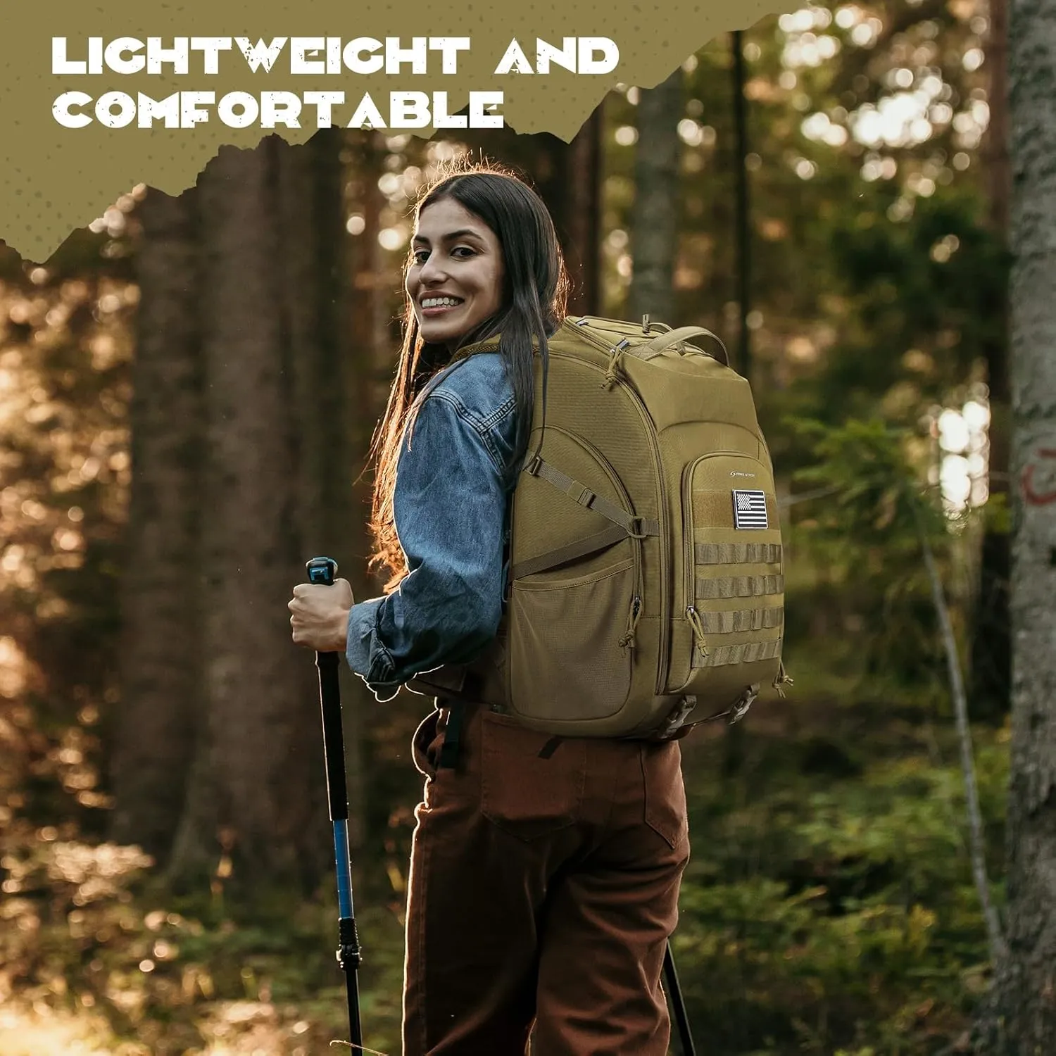 Maelstrom Tactical Backpack for Men, 40L Military Backpack,Water Resistant Assault Pack for Women, 3-Day Bug Out Bag for Hiking, Camping, Gym with Molle System-Khaki
