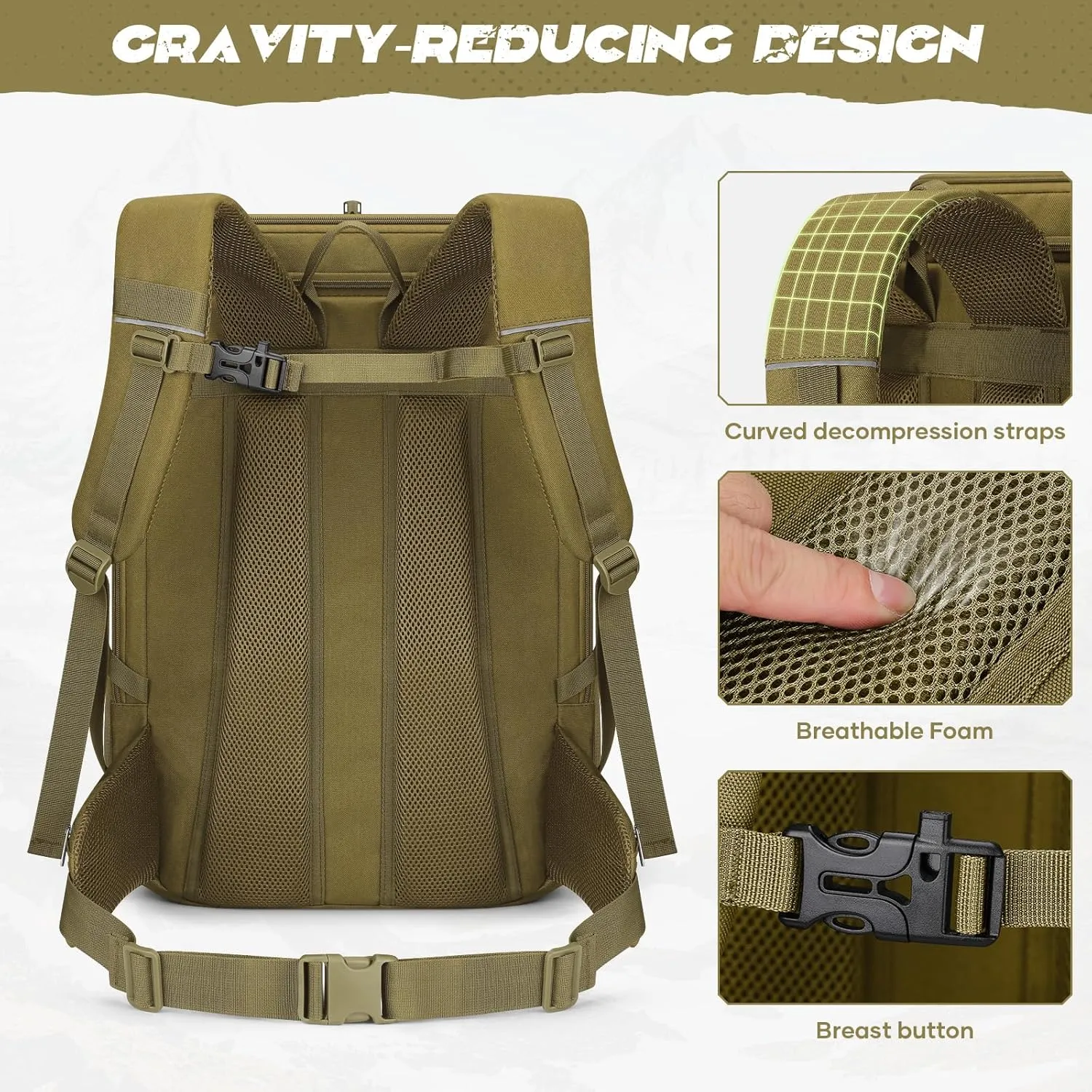 Maelstrom Tactical Backpack for Men, 40L Military Backpack,Water Resistant Assault Pack for Women, 3-Day Bug Out Bag for Hiking, Camping, Gym with Molle System-Khaki