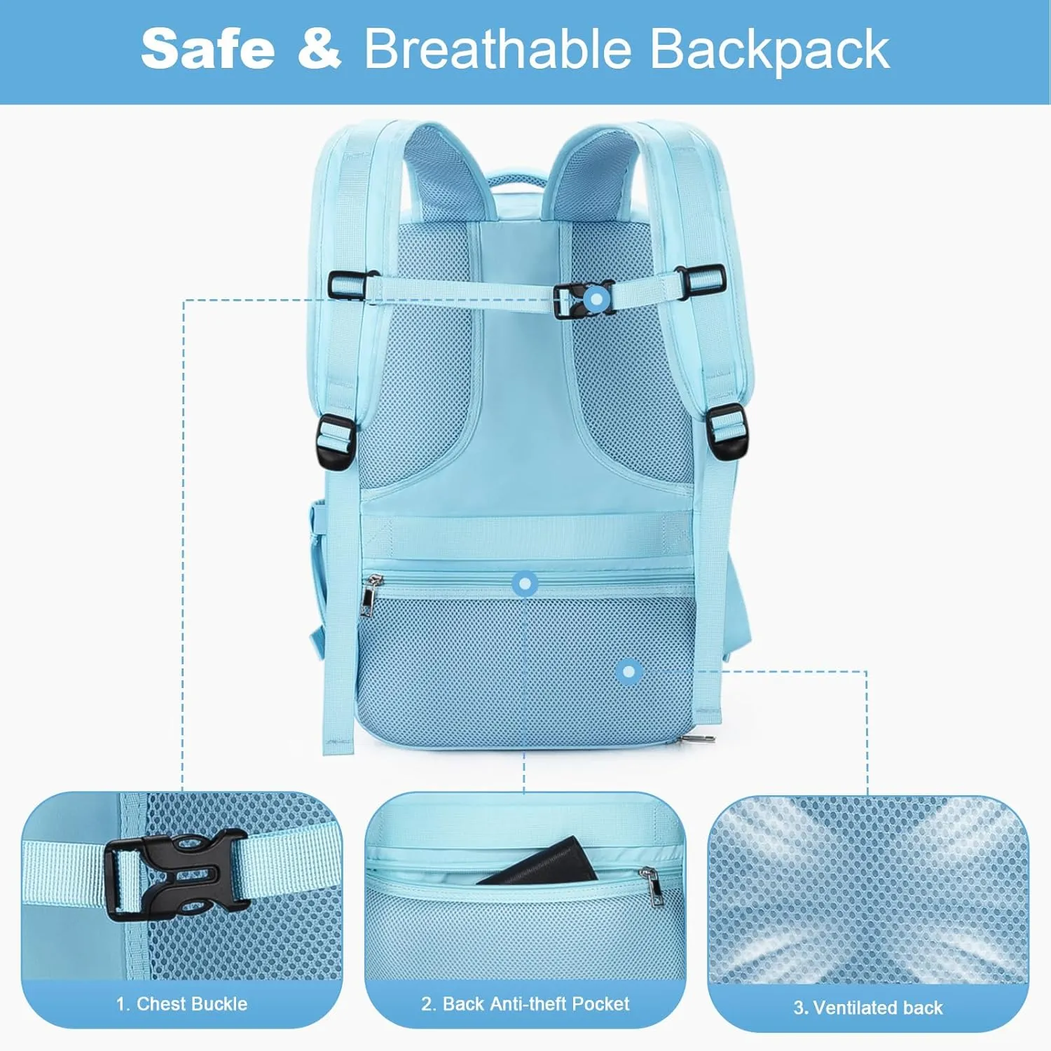 Maelstrom Travel Backpack for Women Men, 2 in 1 Crossbody Bag Laptop Backpack Fits 15.6-17.3 Inch Laptop, 26L Work/Nurse/Teacher Bag, Carry On Backpack with Shoe Compartment, Blue