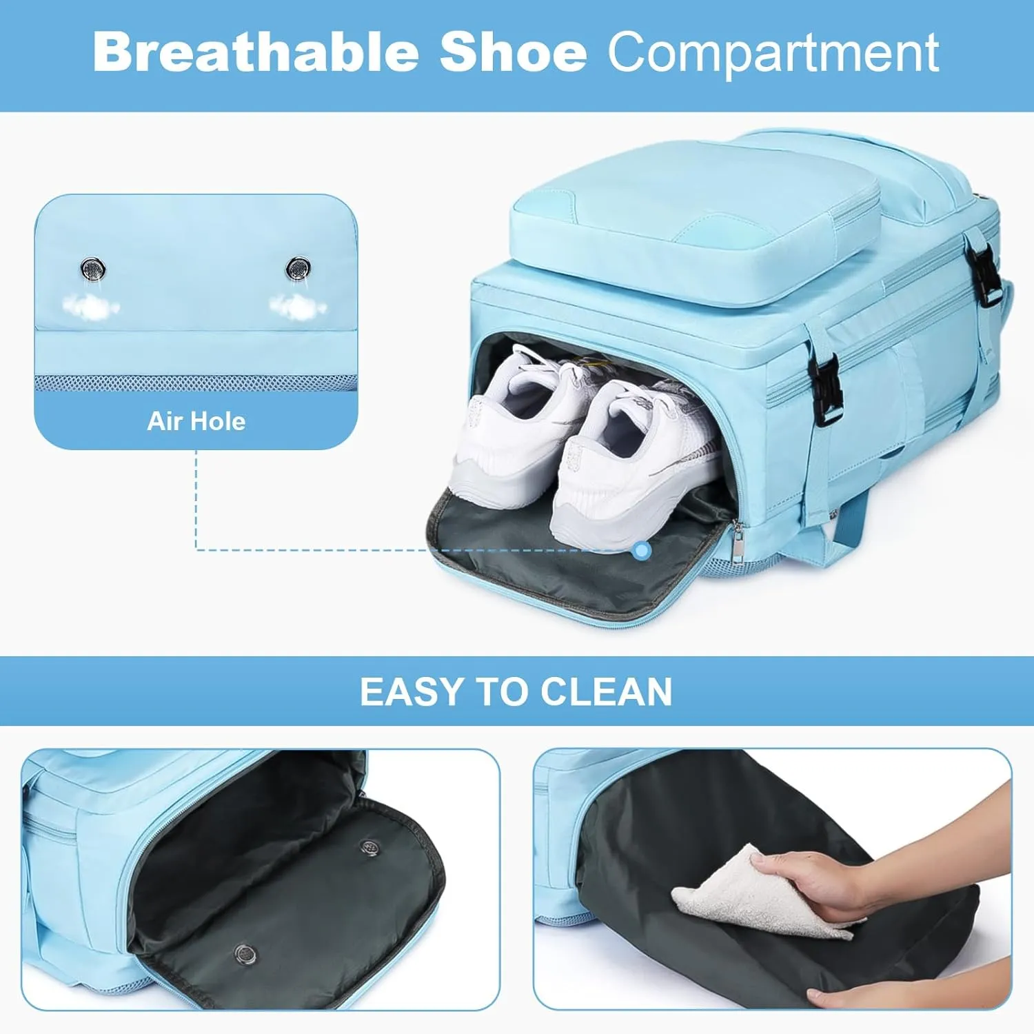 Maelstrom Travel Backpack for Women Men, 2 in 1 Crossbody Bag Laptop Backpack Fits 15.6-17.3 Inch Laptop, 26L Work/Nurse/Teacher Bag, Carry On Backpack with Shoe Compartment, Blue