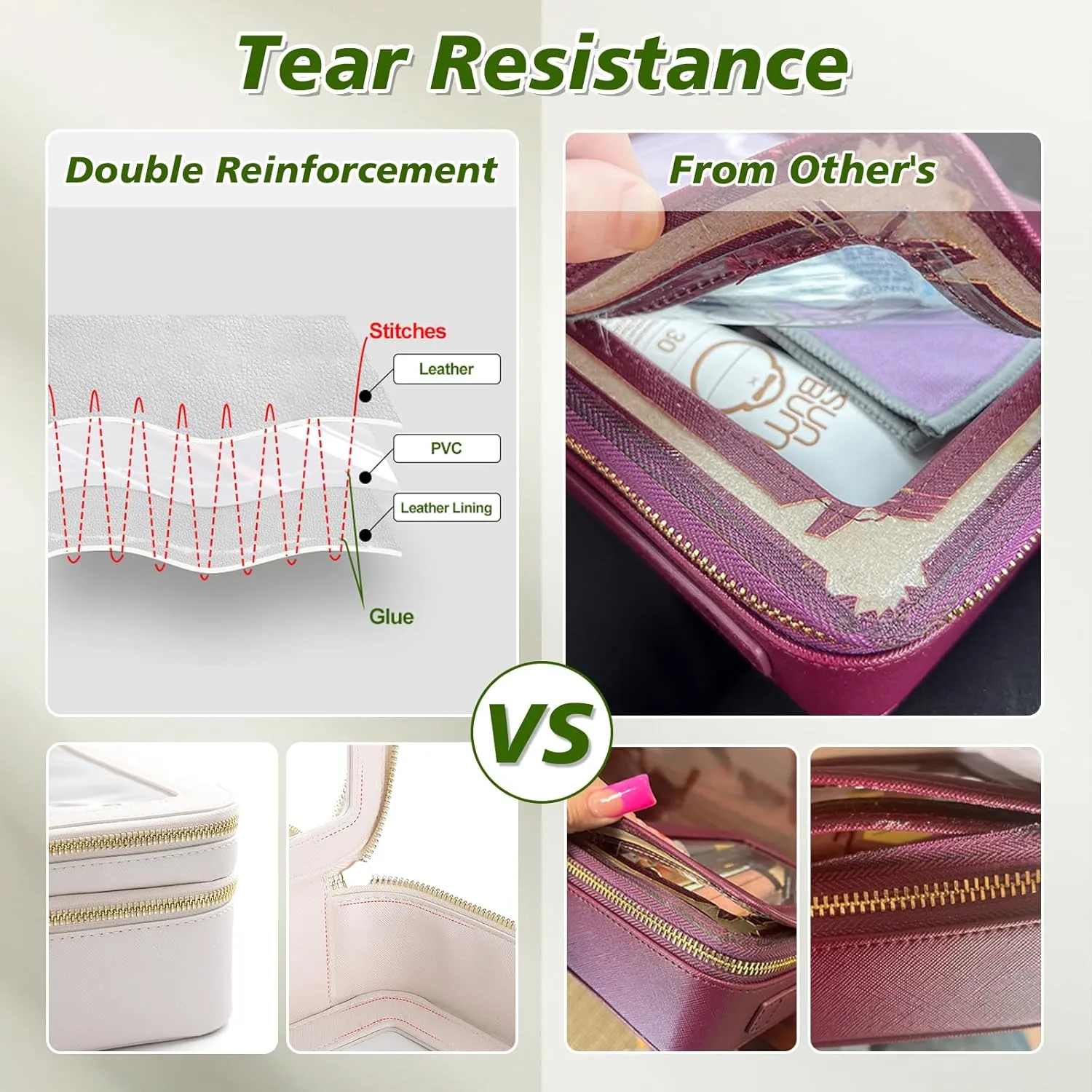 Makeup Bags Travel Toiletry Bag, Clear Make Up Bag Cosmetic Bag, Portable Makeup Bag Zipper Pouch Travel Cosmetic Organizer Storage Bag (bag-beige)