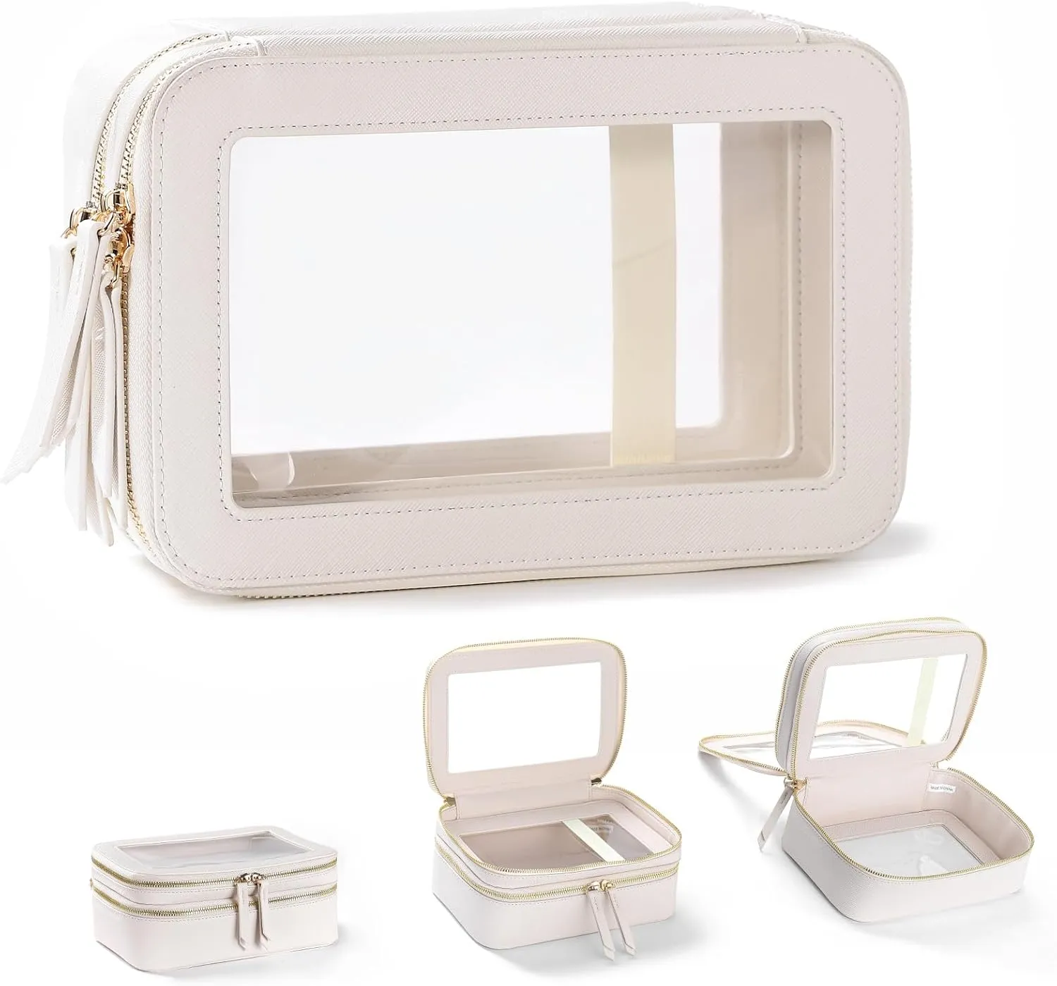 Makeup Bags Travel Toiletry Bag, Clear Make Up Bag Cosmetic Bag, Portable Makeup Bag Zipper Pouch Travel Cosmetic Organizer Storage Bag (bag-beige)
