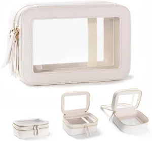 Makeup Bags Travel Toiletry Bag, Clear Make Up Bag Cosmetic Bag, Portable Makeup Bag Zipper Pouch Travel Cosmetic Organizer Storage Bag (bag-beige)