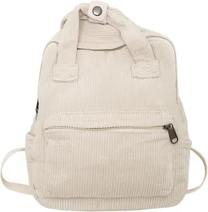 Makukke Small Corduroy Backpack Purse for Women - Vintage Mini Fashion Casual Aesthetic Backpack, Beige